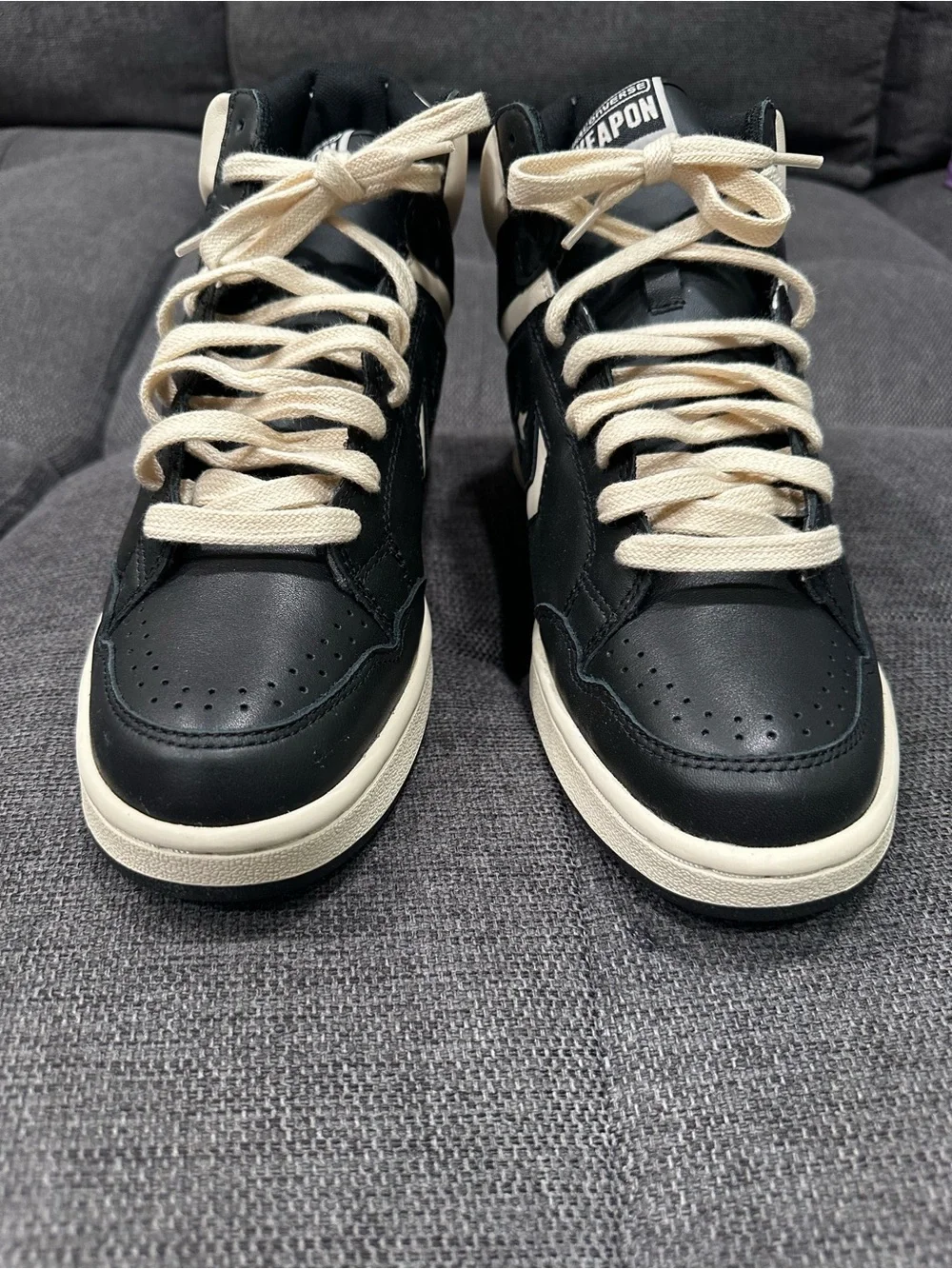Converse Weapon Classic Men Black and Cream Weapon High-Top Sneakers Men Size 9